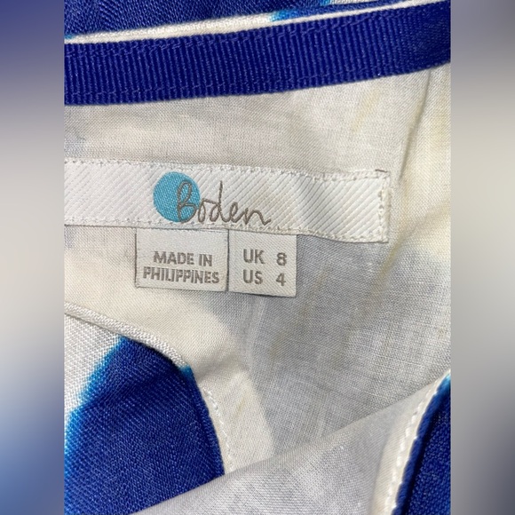 Boden Constance Linen Dress in Lapis & Ivory IKat Spot - Picture 5 of 5